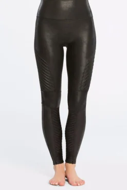 Spanx Faux Leather Moto Leggings Black Clearance