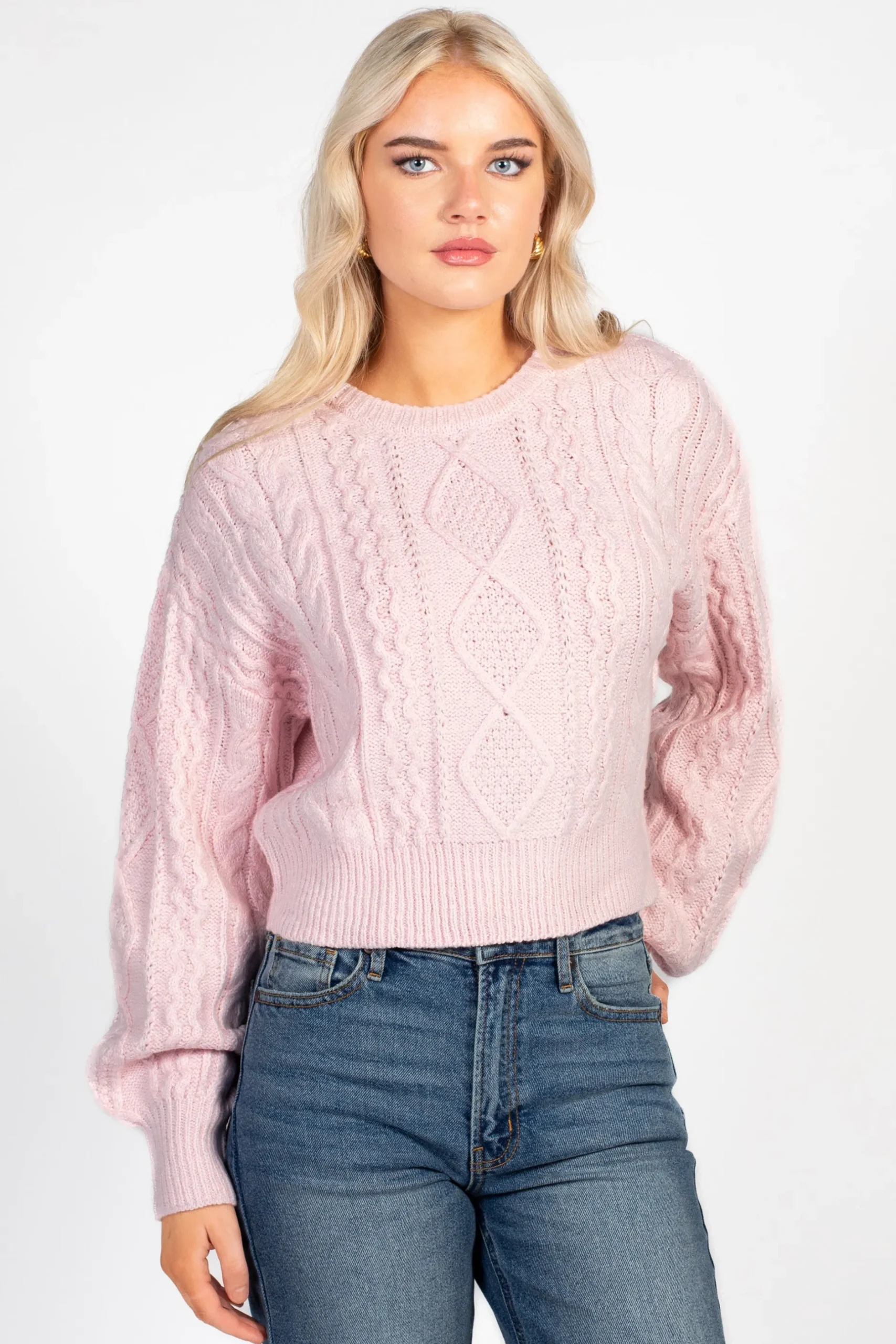 Double Zero Tori Classic Cable Knit Cropped Sweater Online