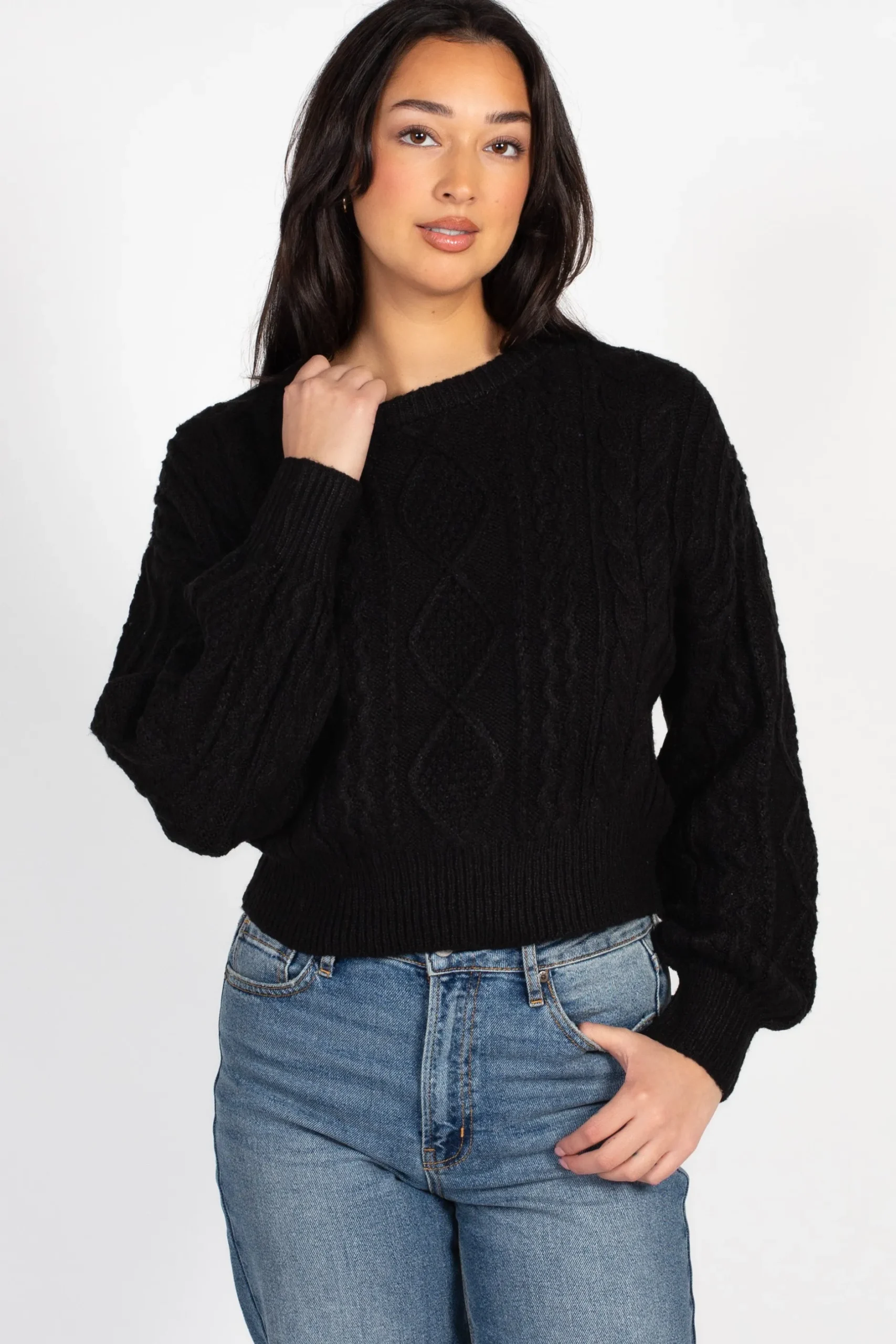 Double Zero Tori Classic Cable Knit Cropped Sweater Online