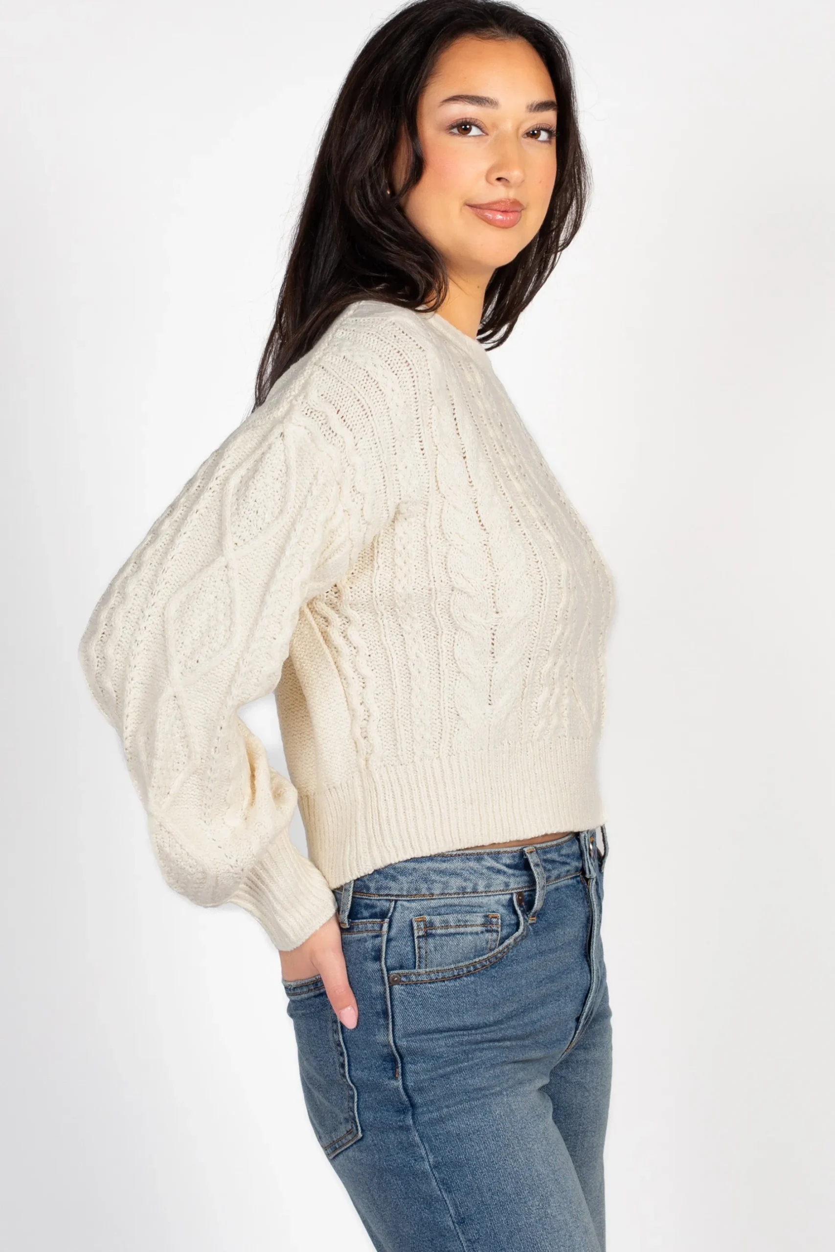 Double Zero Tori Classic Cable Knit Cropped Sweater Online