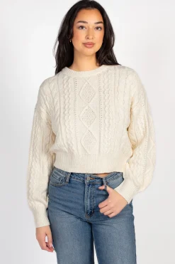 Double Zero Tori Classic Cable Knit Cropped Sweater Online