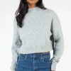 edit by nine Twinkle Mock Neck Crop Sweater Grey Fashion