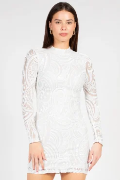 Love Song Valerie Mock Neck Sequin Mini Dress New