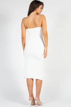Lovely Day Venetia Rhinestone Trim Slit Midi Dress New