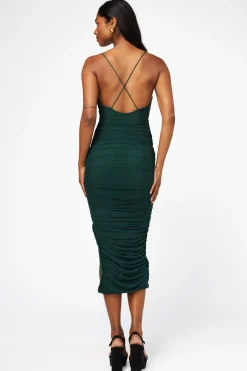 Klesis Whitney Mesh Ruched Midi Dress Hot