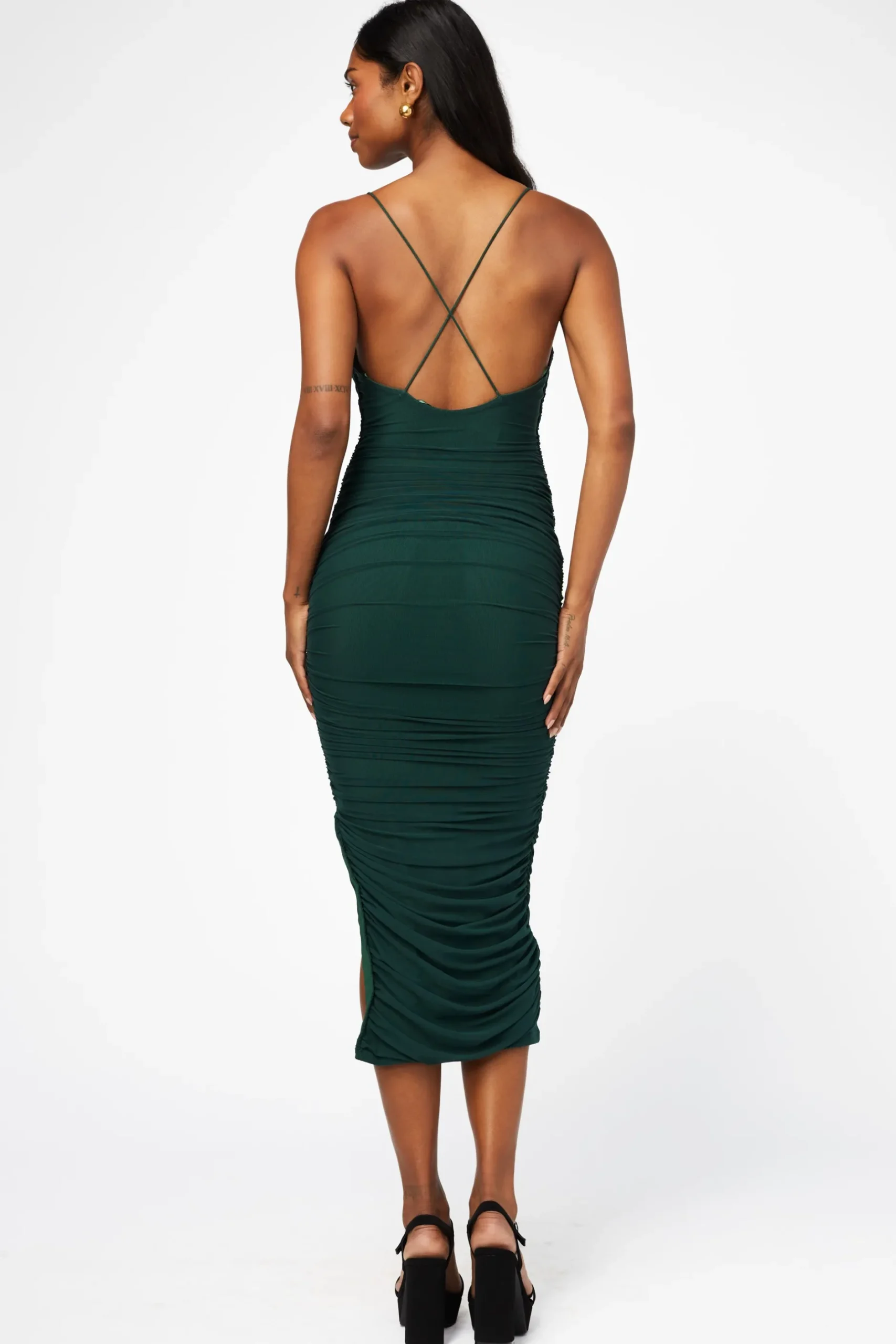 Klesis Whitney Mesh Ruched Midi Dress Hot
